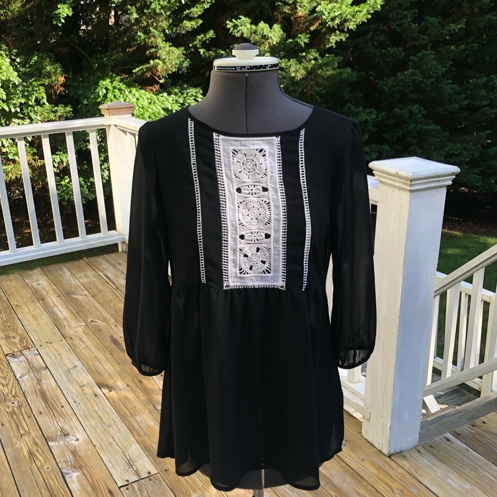 Black blouse with lace detailing